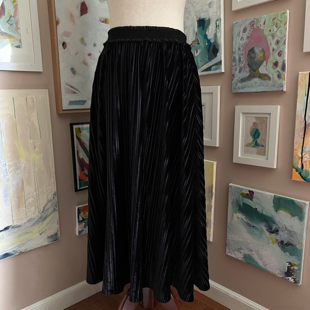 Velvet Laundry By Shelli Segal‎ Whimsigoth Black Skirt Sz S Flowy Emo Balletcore